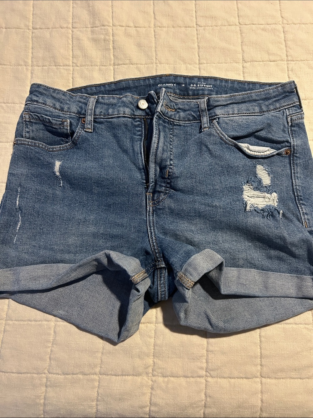 Old Navy Blue Distressed Cuffed Denim Shorts